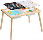 VEVOR Sensory Table for Toddlers, Activity Table with 3 Foldable Storage Containers & Double-Sided Board, Sand and Water Table, Wooden Sensory Table for Children, for Drawing, Learning, Eating