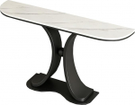 Console Table mit Abgerundeten Ecken, Konsolentisch mit Schmiedeeisernem Gestell, Geeignet f&uuml;r Wohnzimmer, Foyer(Black,120x30x80CM/47x12x31IN)