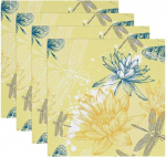 Stoff-Tischsets, waschbare Tischsets f&uuml;r Esstisch, 4er-Set,Sommer Lotus Blumen Weinlese Blumen Retro
