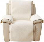 Luxuri&ouml;ser Sherpa-Fleece-Bezug f&uuml;r Liegestuhl, &uuml;bergro&szlig;, rutschfest, flauschig, weich, bequem, waschbar, M&ouml;belschutz f&uuml;r Kinder, Haustiere, Creme, 76,2 cm