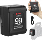 V-Mount aku, Moman Power99 V-Lock aku Dual D-Tap & 65W PD USB-C v&auml;ljund 99Wh/14.4V 15A 200W kaasaskantav v&auml;ike videokaamera Blackmagic BMPCC 4K/6K kaamera DSLR monitor, V-Mount aku Mini