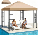Asenduskatuse varikatus Gazebo 3 x 3 m - veekindel ja UV-kaitsega (95%) - 300D pol&uuml;ester PA kattega - kiire kokkupanek aeda, telkimiseks, terrassiks ja v&auml;li&uuml;ritusteks, khaki v&auml;rvi