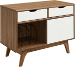 Modway Envision Mid-Century Modern 37" vin&uuml;&uuml;lplaadiplaadi statiiv sahtlitega, 37", p&auml;hklipuu valge