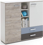 FMD m&ouml;&ouml;bel Highboard, puitlaastplaat, liivane tammepuit/v&auml;rviline, ca 117 x 104 x 33 cm