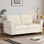 Loveseat 2-kohaline diivan k&uuml;ljetaskuga, v&auml;ike diivan, kaasaegne polsterdatud diivan neetdekoori ja eemaldatavate padjadega, loveseat elutuppa, kontorisse ja v&auml;ikestesse ruumidesse, 152 x 76 x 84 cm (beež)