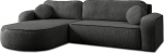 Lookway Venus L-kujuline nurgadiivan magamisfunktsiooniga ja voodikastiga - kaasaegne diivanvoodi 230 x 123 cm &uuml;mardatud k&uuml;lgedega, mugav kangas, ideaalne elutuppa (tumehall - Poso 34)