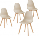 Komplekt 4 s&ouml;&ouml;gitoa tooli, kontoritoolid, t&auml;ispuidust jalad, sobivad s&ouml;&ouml;gituppa, k&ouml;&ouml;ki, elutuppa, baari (khaki/4)