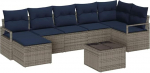 vidaXL Diivanikomplekt koos Kissen 8 tk Grau Poly Rattan, Garten und Terrasse, rechteckig, modern, kerge, langlebig, UV-best&auml;ndige Materialien, Flexible Sitzgruppe
