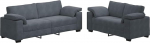 2-teiliges Samt Sofa Set mit Armlehnen, Loungesofa mit Breiten Armlehnen und dick gepolsterten Sitzfl&auml;chen, stabiles Holz- und Metallgestell, vielseitig nutzbar f&uuml;r Wohnzimmer,