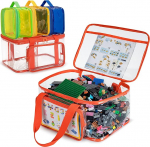 Rexmica 4 Packungen Spielzeug-Aufbewahrungstasche, kompatibel mit wasserdicht, durchsichtig, Spielzeug-Organizer-Koffer f&uuml;r magnetisches Spielzeug, Brettspiele, Bausteine, Puzzles