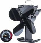 HAWCAFU Stove Fan without Electricity, Fan without Electricity for Fireplace/Fireplace/Stove/Wood Stove, Fireplace Fan with Thermometer