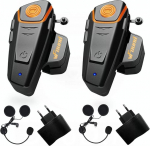 Qaurora BT-S2 1000m Bluetooth peakomplekt Veekindel BT mootorratta mootorratta kiivri intercom interphone peakomplekt 2 v&otilde;i 3 s&otilde;itjale ja 2,5 mm heli Walkie Talkie GPS Hands Free MP3 m&auml;ngija FM raadio (2 Pack)