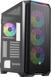 Nfortec - KRATER X Mid Tower (ATX) Gaming PC korpus, 4 x 120 mm ARGB ventilaatorit, esiosa v&otilde;rk, k&uuml;lgmine karastatud klaas, must