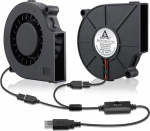 GDSTIME Pack of 2 75 mm puhurventilaator USB 75 x 15 mm turbiinventilaator 5 V 75 mm x 15 mm tsentrifugaalventilaator 3 reguleeritava kiirusega PC s&uuml;learvuti konsooli ruuteri toiteallikas v&otilde;imendi jahutamiseks