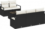 Rantry 6-teiliges Garten-Sofa-Set mit Kissen Schwarz Rattan Gartenlounge Model3346257