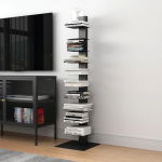 [en.casa] Eksj&ouml; CD DVD riiul kitsas redelikujuline 10 riiuliga raamaturiiul elutuppa ja magamistuppa kontorisse 150 x 39 x 39 cm mustana