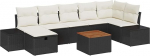 8-teiliges Garten Diivan Set mit Kissen Schwarz Poly Rattan Gartenlounge Model3359600