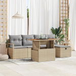 Rantry 6-teiliges Garten Sofa Set mit Kissen Beige Poly Rattan Gartenlounge Model3359990