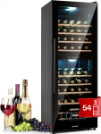 Klarstein Wine Refrigerator, Drinks Fridge Slim, 2 Zone Fridge with Glass Door, Drinks Refrigerators Freestanding, Wine Fridge Small, Wine Refrigerators with UV Protection, 5-18&deg;C, 54 Bottles