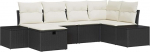 6-teiliges Garten-Sofa-Set mit Kissen Schwarz Poly-Rattan Gartenlounge Model3359376
