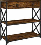 vidaXL konsoollaud, k&uuml;ljelaud, millel on palju hoiuruumi, elutoa laud reguleeritavate jalgadega, hoiulaud, koridorilaud, suitsutatud tammepuust materjalist