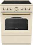 Gorenje Classico GECS 6 B70CLI elektripliit klaaskeraamilise pliidiga, retro disain, 60 cm, 71 liitrit, &otilde;rn sulgemine, kiirkuumutus, AirFry, ExtraSteam, Pizza Mode, AquaClean, Champagne, Ivory