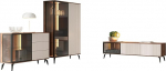 Mirjan24 Optar I Living Room Set, Wall Panel, Living Room Cabinet, LED Lighting in Set, Metal Feet, Cupboard Wall, in Set: Chest of Drawers, TV Cabinet, Chest of Drawers, Display Cabinet (Bella