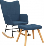 vidaXL Rocking Chair with Stool, Rocking Chair, Relaxing Chair, Upholstered Chair, Living Room Chair, Chair, Relaxing Chair, Fabric, Blue