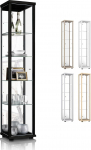 K-M&ouml;bel klaasvitriin mustas (176 x 37 x 33 cm) 4 reguleeritava k&otilde;rgusega klaasriiuli ja peegliga, mudelautode vitriinkapp, must, kollektsion&auml;&auml;ride vitriinkapp, elutoa kapp, riiulituba