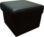 Quattro Meble Black Real Leather Stool 50 cm x 50 cm Hinged with Storage Space Stool Cowhide Seat Cube Footstool Upholstered Stool Real Leather Puff