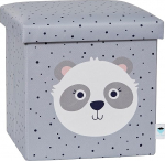 Love IT Store IT Jalutuskast hoiuruumiga - Kangast m&auml;nguasjakast - Puiduga tugevdatud - Maksimaalne koormus 150 kg - Hall koos Pandaga - 35 x 35 x 35 cm