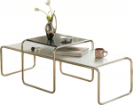 Rechteckiges Couchtisch-Set mit Holzplatte und Metallbeinen, stapelbares Design f&uuml;r platzsparende Aufbewahrung im Wohnzimmer und Schlafzimmer