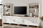 WAMPAT Entertainment Center mit B&uuml;cherregalen f&uuml;r Fernseher bis 75 Zoll, Bauernhaus-Wandschrank, TV-St&auml;nder mit 8 T&uuml;ren & 4 Schubladen, Medienkonsolentisch f&uuml;r Wohnzimmer, Schlafzimmer & Heimkino,