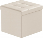 BRIAN & DANY Kokkupandav hoiualune Ottomani, kunstnahast kuubikujuline jalatugi, v&auml;ga elastse k&auml;snaga t&auml;idetud hoiukapp, beež, 38 x 38 x 38 cm.