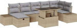 Rantry 8-teiliges Garten-Sofa-Set mit Kissen Beige Poly Rattan Gartenlounge Model3359887