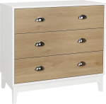 Skokliz Kommode wei&szlig; mit 3 Schubladen, Sideboard Moderner Schubladenschrank f&uuml;r Wohnzimmer Schlafzimmer Flur, Schubladenschrank Kommode viel Stauraum Geeignet Organizer Kleidung, 80 x 40 x 76 cm