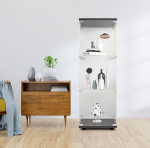 FOERPL klaasist vitriinkapp kollektsiooni jaoks koos uksega, klaasist vitriinkapp 3 tasandiga kapp lukuga elutoa kabinetibaar (3 tasandit, must)