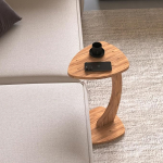 C-f&ouml;rmiger dreieckiger Designtisch f&uuml;r Couch, kleine Orte, platzsparender Beistelltisch f&uuml;r Sofa und Nachttisch mit Rollen, Kaffee- und Essens-Snack-Zeittablett f&uuml;r Wohnzimmer, B&uuml;ro (Natur)