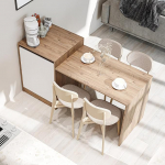 ROOMART Milano k&ouml;&ouml;gisaar - k&ouml;&ouml;gilaud ja s&ouml;&ouml;gilaud koos hoiuruumiga, k&ouml;&ouml;gikapi kombinatsioon, S x K: 160 x 85 x 60 cm - kaasaegne ja ruumikindel (valge tamm)