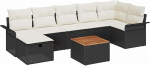 Rantry 8-teiliges Garten Sofa Set mit Kissen Schwarz Poly Rattan Gartenlounge Model3359460