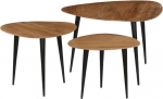 mtlskopl Couchtisch Set 3-teilig aus Massiv Akazie 70x70x40 cm Vintage Beistelltisch Pesaplaadid Dreieckige Form for Livingroom Bedroom Home Office