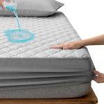 Madratsikaitse 180 x 200 cm veekindel - Hall tepitud madratsikaitse, hingav madratsitee, pestav, veniv kuni 27 cm (Hall, Kahekohaline voodi)