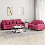 Gecheer 2-TLG. Sofagarnitur mit Kissen Weinrot Samt, Moderne Couch Polstersofa f&uuml;r Wohnzimmer Schlafzimmer Spielzimmer3201724