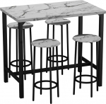 URBNLIVING CANCUN baarilaua ja -tooli komplekt - t&ouml;&ouml;stuslik k&ouml;&ouml;gi s&ouml;&ouml;gitoa hommikus&ouml;&ouml;gitoa counter m&ouml;&ouml;bel 2 v&otilde;i 4 tooliga, ruumi s&auml;&auml;stev disain koju ja v&auml;ikestesse ruumidesse - 5-osaline - valge marmorist