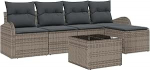 Rantry 5-teiliges Garten Sofa Set mit Kissen Schwarz Poly Rattan Gartenlounge Model3346009