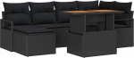 7-teiliges Garten-Sofa-Set mit Kissen Schwarzes Poly-Rattan Gartenlounge Model3358473