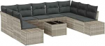 10-teiliges Garten-Sofa-Set mit Kissen in grauem Poly-Rattan Gartenlounge Model3347232