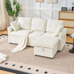 U-kujuline nurgadiivan magamisfunktsiooniga ja voodikastiga, suur diivanvoodi koos t&auml;iendava hoiuruumiga, mugav sametist kangast diivan elutuppa v&otilde;i k&uuml;lalistetuppa, suur diivan, beež