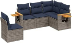 Garten-Sofagarnitur Set Ecksofa & Mittelsofa, Grau, PE-Rattan, 62x62x69 cm - f&uuml;r Terrasse und Innenhof Model3226817