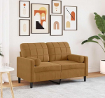 2-Sitzer Diivan 120 cm Samt Braun mit Zierkissen Modernes Metallgestell f&uuml;r kleines Wohnzimmer oder B&uuml;ro gem&uuml;tlich mit Recamiere-Charakter 2-Sitzer Diivan 120 cm Samt Braun mit Zierkissen Modernes Metallgestell f&uuml;r kleines Wohnzimmer oder B&uuml;ro gem&uuml;tl ...